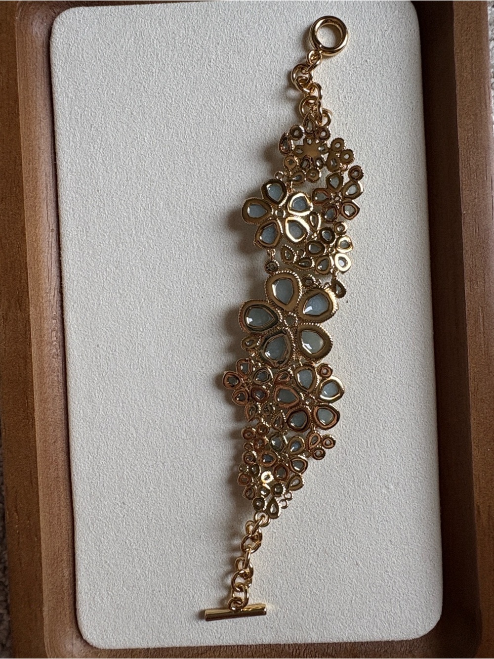 Zimmermann Gold Floral Cuff Bracelet with Pale Blue Stones - Picture 6 of 9